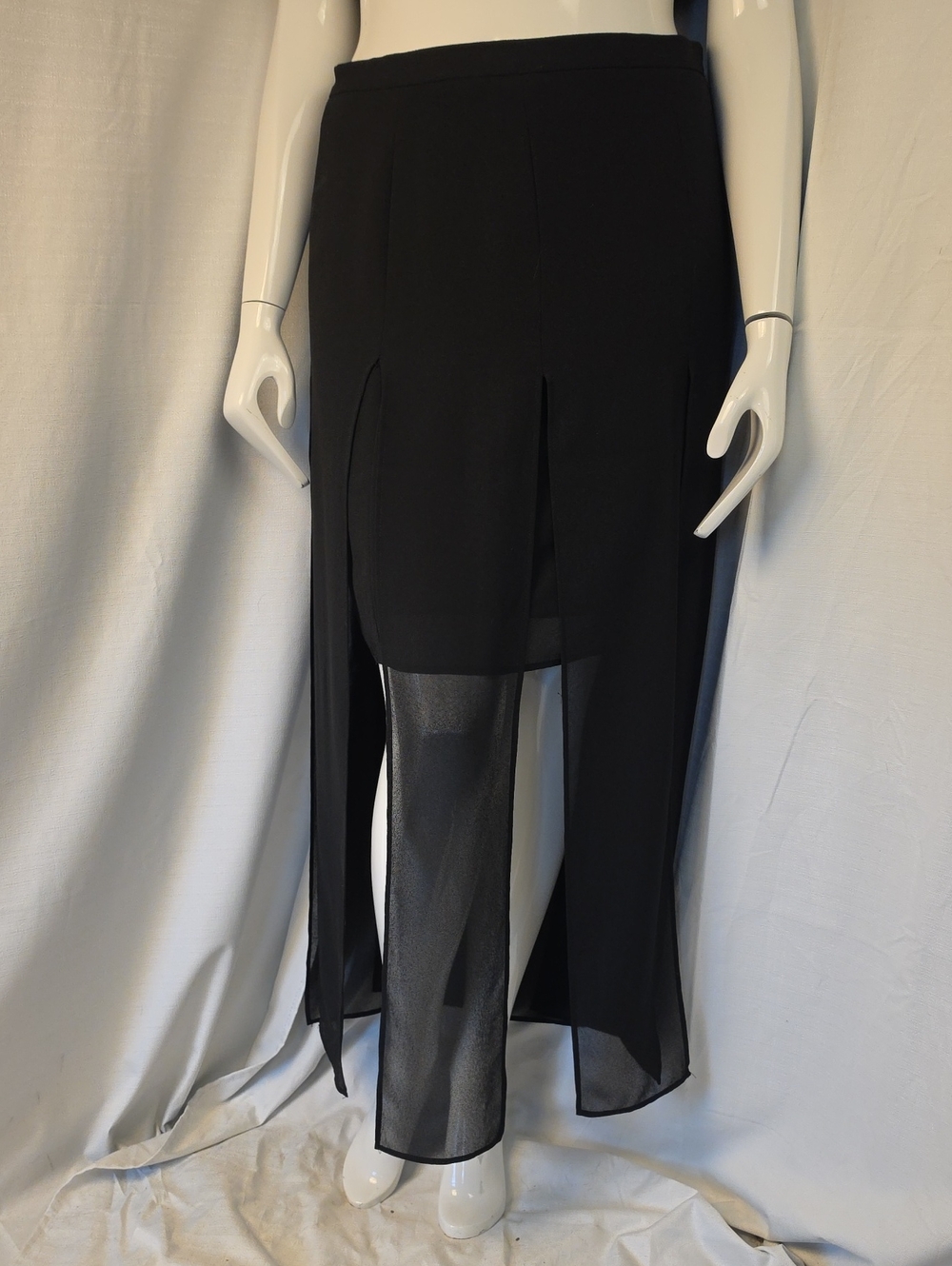 Another Thyme Black Sheer Panel Skirt Size 16